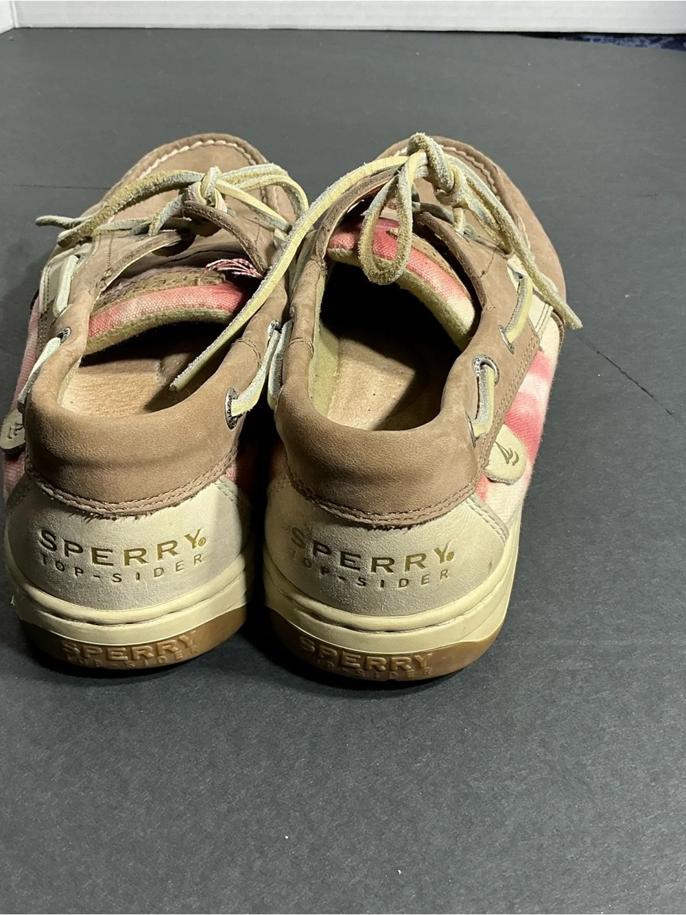 Sperry Men's Tan Suede Boat Shoes with Cream Accents